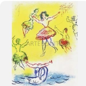 Marc Chagall Lithograph Swan of the Lake, Paris  Opera 1966